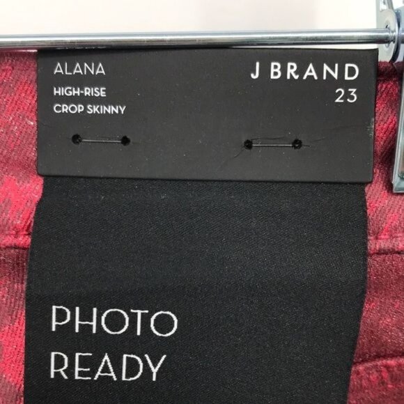 J Brand Alana High Rise Jagged Opium Python Red Size 23 New - Picture 6 of 12